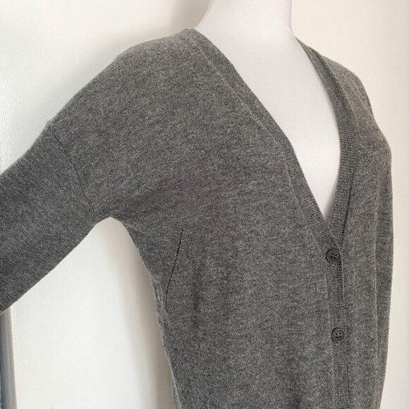 ZADIG & VOLTAIRE TRANE LC WOOL CASHMERE LEATHER GREY KNIT CARDIGAN - M - Picture 4 of 11